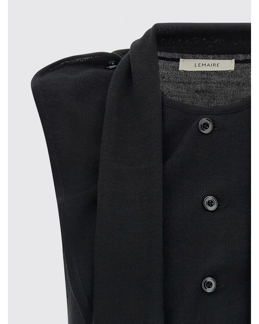 Lemaire Blue Asymmetrical Design Sleeveless Wool-Blend Cardigan