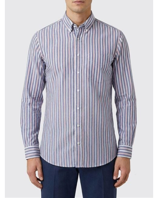 Aspesi Blue Classic Striped Cotton Shirt for men