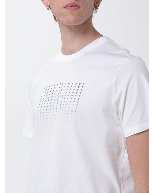 ARMANI EXCHANGE White Crew Neck T-Shirt With Lettering Logo for men
