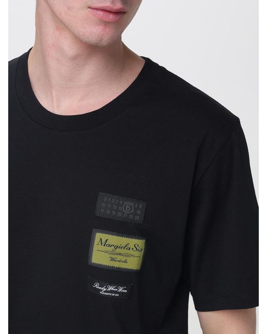MM6 by Maison Margiela Black Cotton T-Shirt With Logo for men