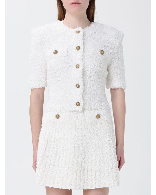 Balmain White Cotton Blend Cardigan
