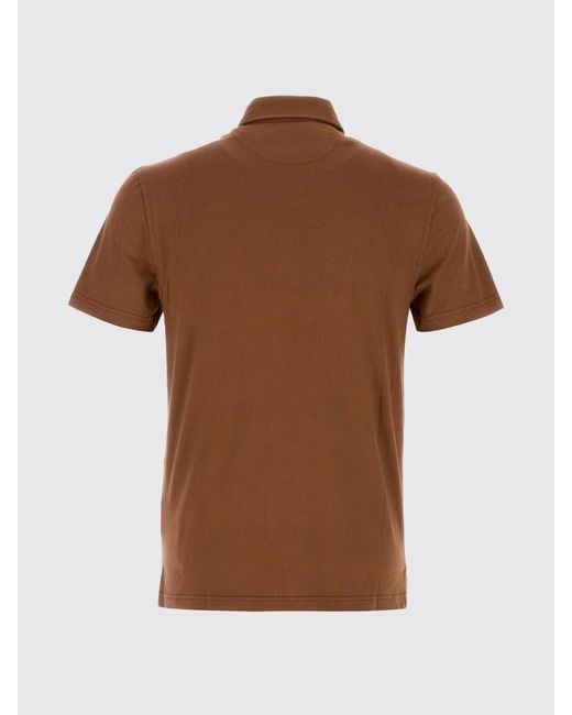 Fedeli Brown Basic Cotton Polo Shirt for men