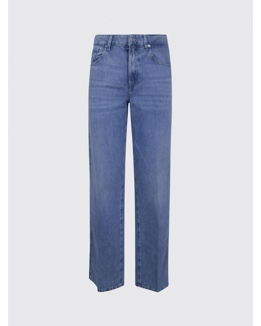 7 For All Mankind Blue Wide Leg Denim Trousers