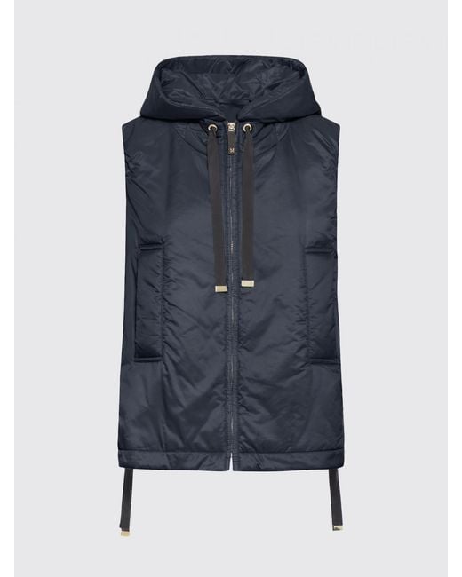 Max Mara Blue Greengo Nylon Vest With Hood
