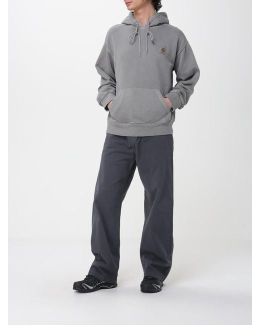 Carhartt Gray Cotton Logo Hoodie for men