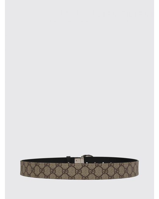 Gucci White Reversible Gg Synthetic Leather Belt for men