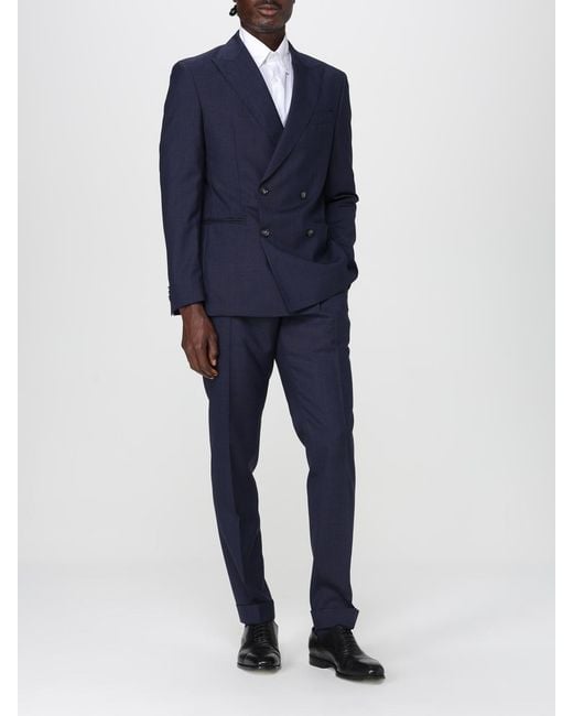 Boss Blue Virgin Wool Double-Breasted Dress for men
