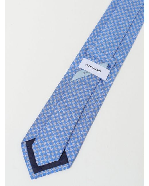 Cravatta in seta stampata di Ferragamo in Blue da Uomo