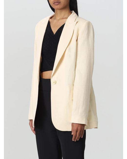Twinset Natural Blazer In Linen Blend