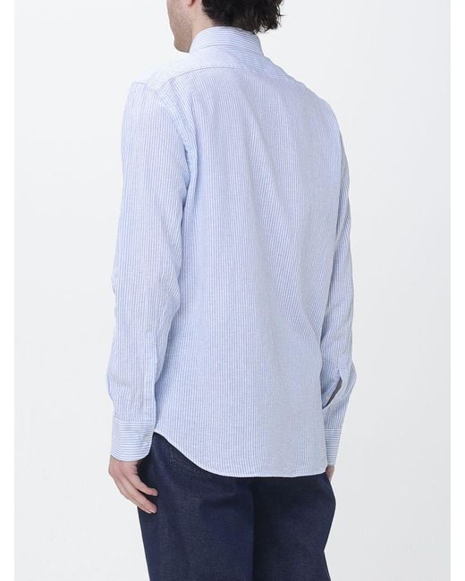 Brooksfield Blue Striped Linen Casual Shirt for men