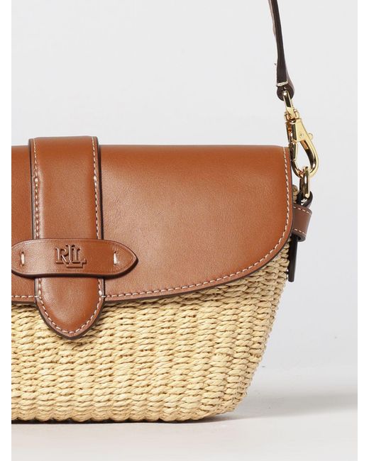 Ralph Lauren White Raffia And Leather Lynden Bag