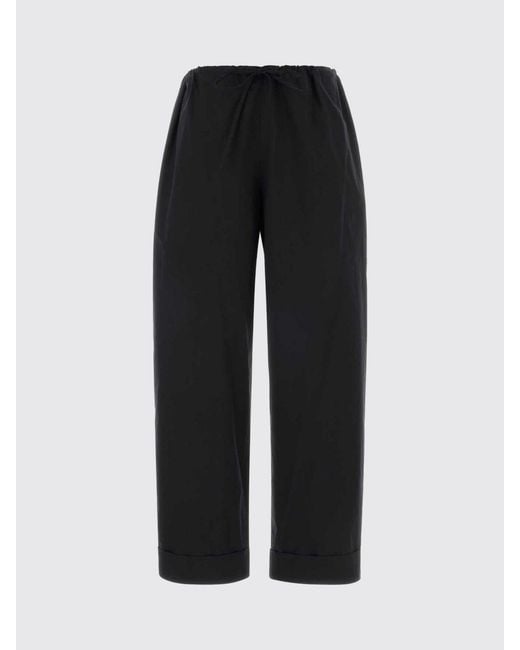 The Row Black Wide Cotton Trousers