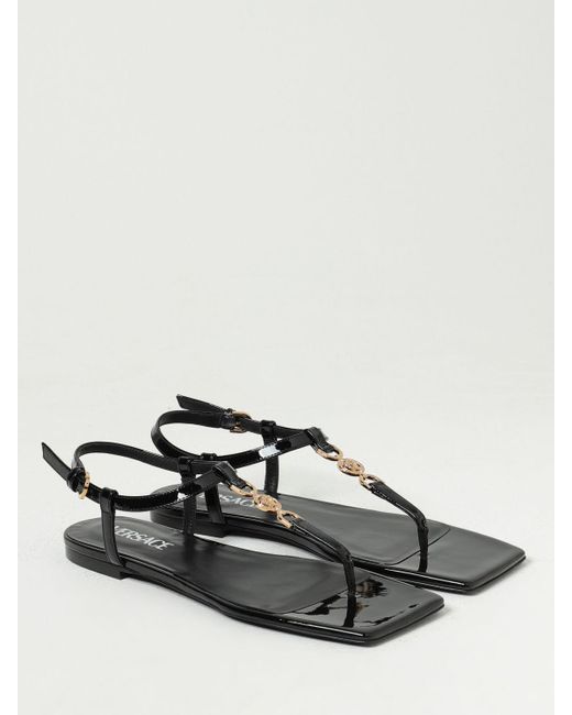 Versace Black Flat Sandals