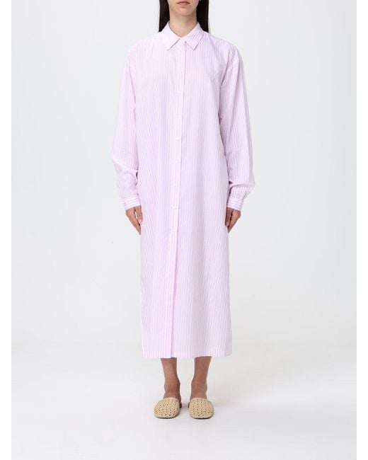 Mc2 Saint Barth Pink Striped Cotton Casual Dress