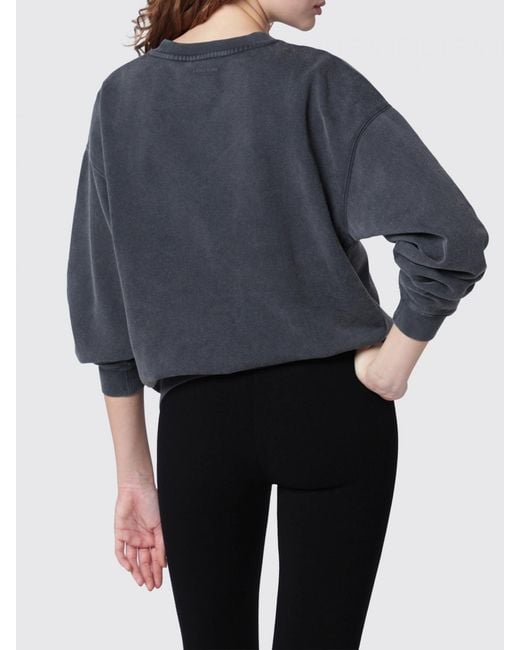 Anine Bing Gray Cotton Crew Neck Sweatshirt With Logo Print