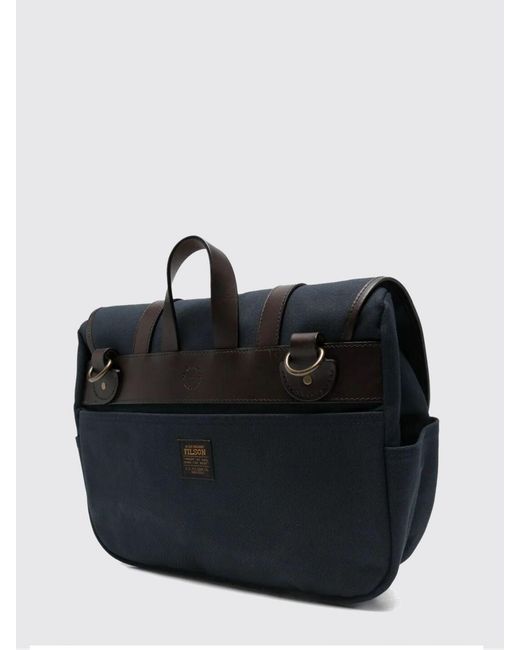Filson Black Rugged Twill Cotton And Leather Crossbody Bag With Flap Closure for men