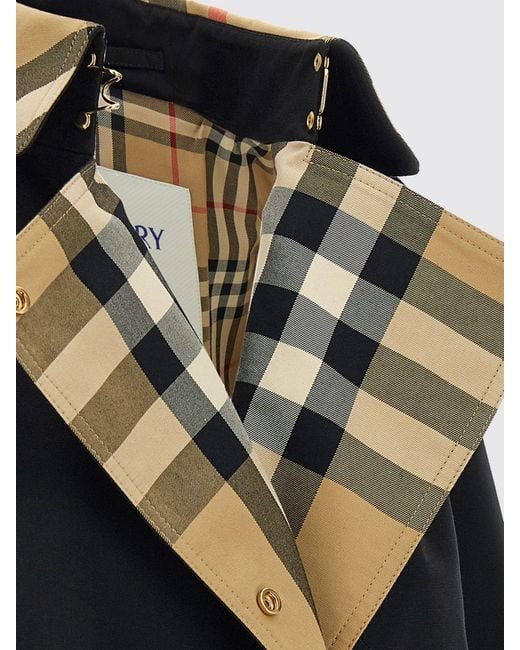 Burberry Blue Cotton Double-Breasted Trench Coat With Belt And Check Collar