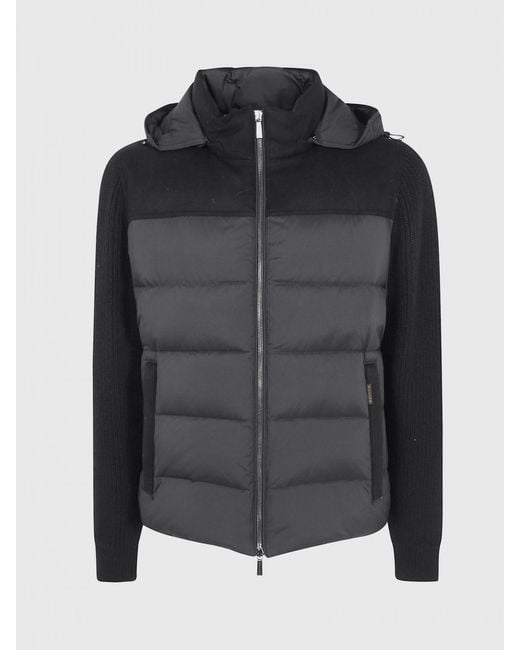Moorer Black Jesse-Stp Quilted Wool And Cashmere Down Jacket With Hood for men