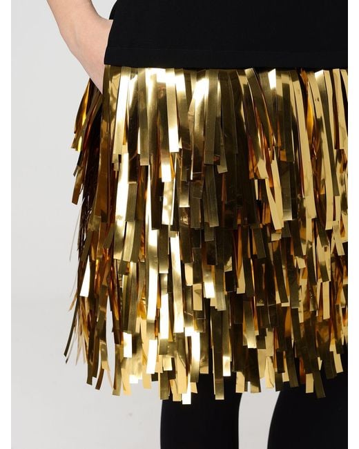 Moschino Couture Metallic Fringed Stretch Crêpe Dress