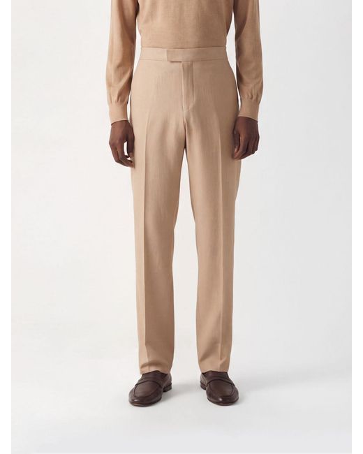 Zegna Natural Tailored Linen Trousers for men