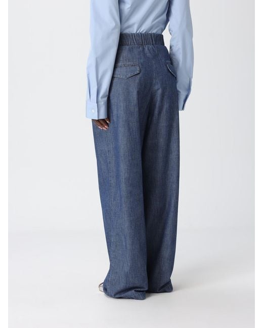 Jil Sander Blue Cotton Palazzo Trousers