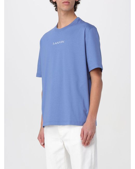 T-shirt in cotone con logo di Lanvin in Blue da Uomo