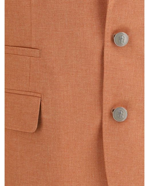 Brunello Cucinelli Pink Wool And Cotton Single-Breasted Blazer for men