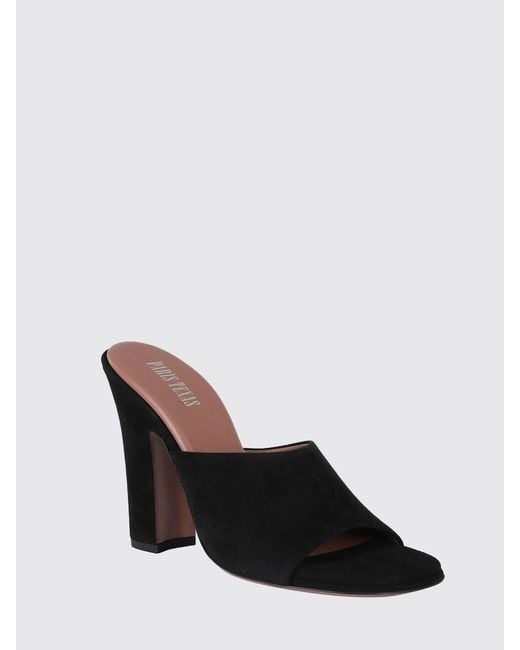 Paris Texas Black Suede High-Heeled Mules With Round Toe