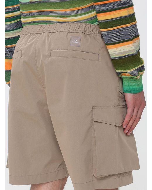 Paul Smith Natural Cotton Blend Cargo Shorts for men