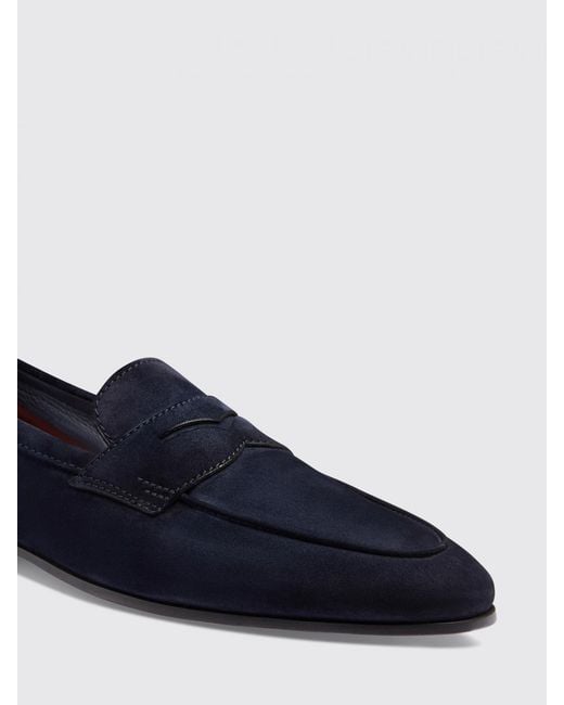 Santoni Blue Carlos Suede Loafers for men