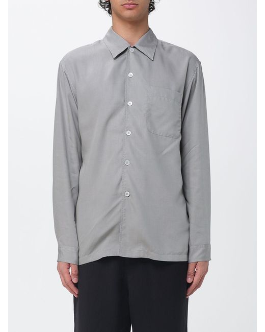 Our Legacy Gray Tencel Shirt With A French Collar And A Chest Patch Pocket for men