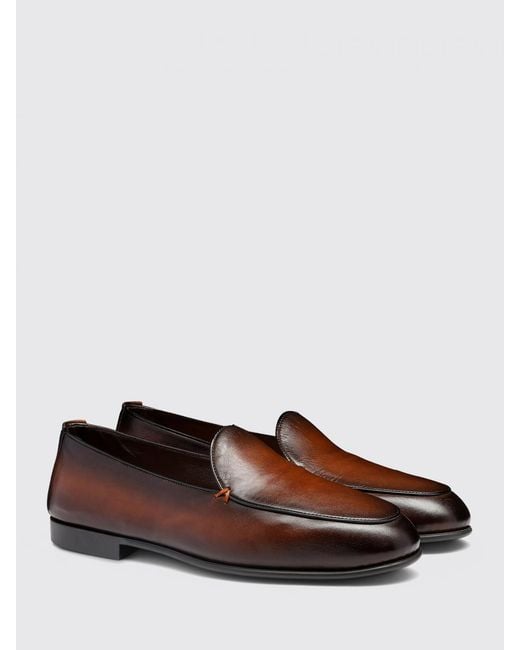 Santoni Brown Refined Slip-On Loafers: Classic Comfort And Sophisticated Style for men