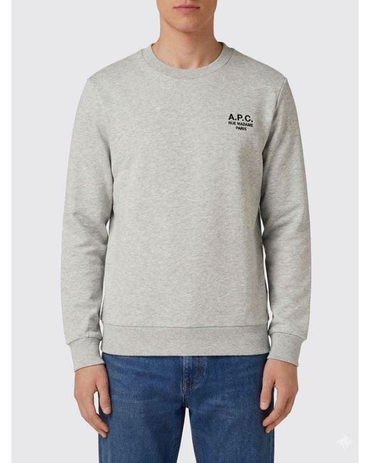 A.P.C. Gray Cotton Crew-Neck Sweatshirt With Logo for men