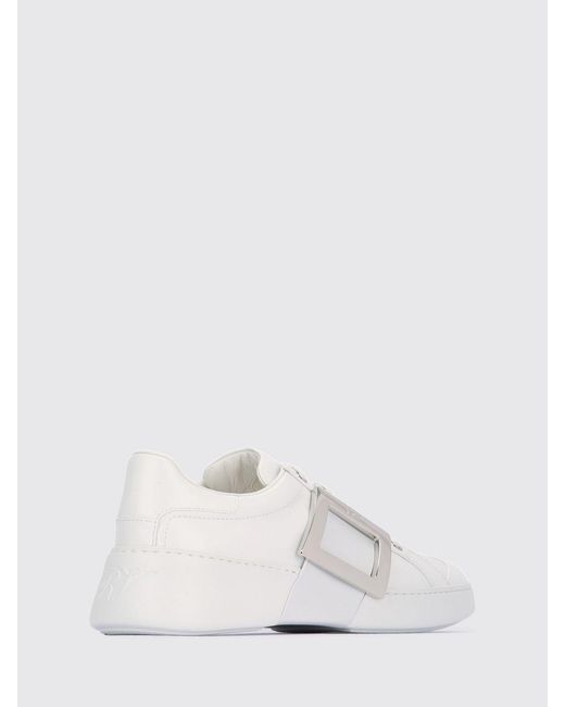Roger Vivier White Viv' Skate Smooth Calfskin Sneakers With Buckle Detail