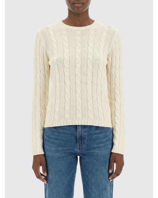 Ralph Lauren Blue Braided Silk Crew-Neck Sweater