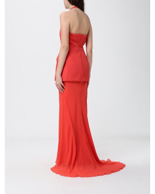 Sportmax Red Crêpe Pleated Dress
