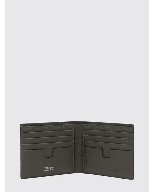 Tom Ford White Bifold Calf Leather Wallet With Bill Compartment And Logo for men
