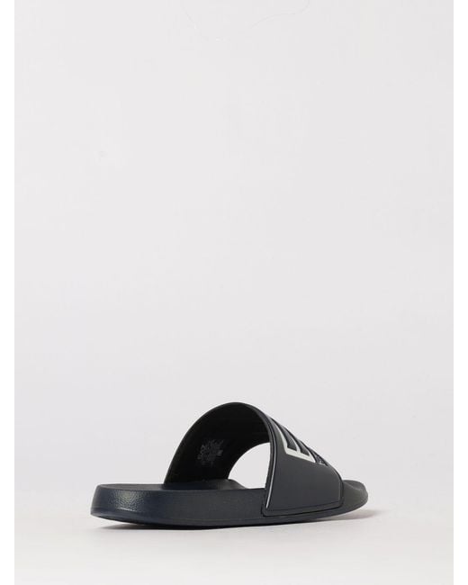 EA7 White Rubber Sliders With Logo Print for men
