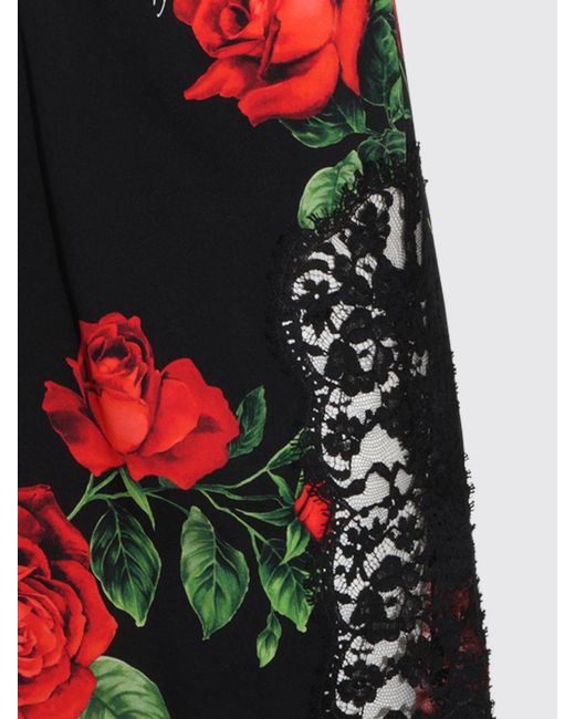 Dolce & Gabbana Black Dolce &Amp Gabbana Silk Midi Pencil Skirt With Floral Embroidery And Lace