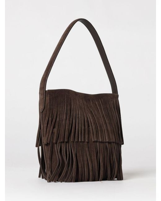 Liviana Conti White Iman Suede Bag With Fringes