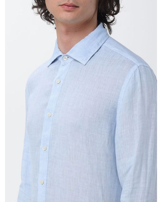 120% Lino Blue Linen Shirt for men