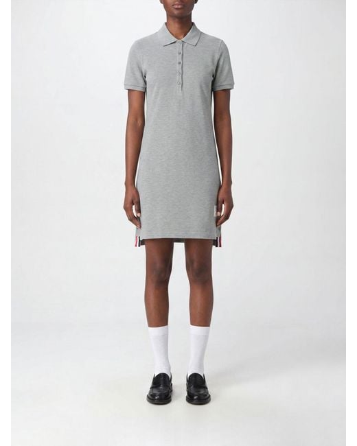 Thom Browne White 4-Bar Detail Cotton Mini Polo Dress