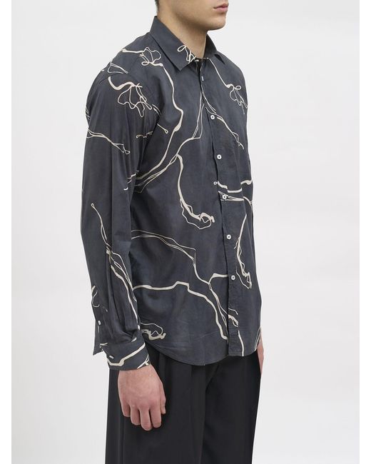Paura Gray Printed Cotton Shirt for men
