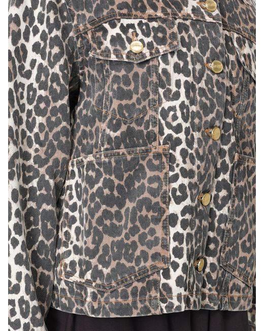 Ganni Gray Animal Print Organic Cotton Jacket