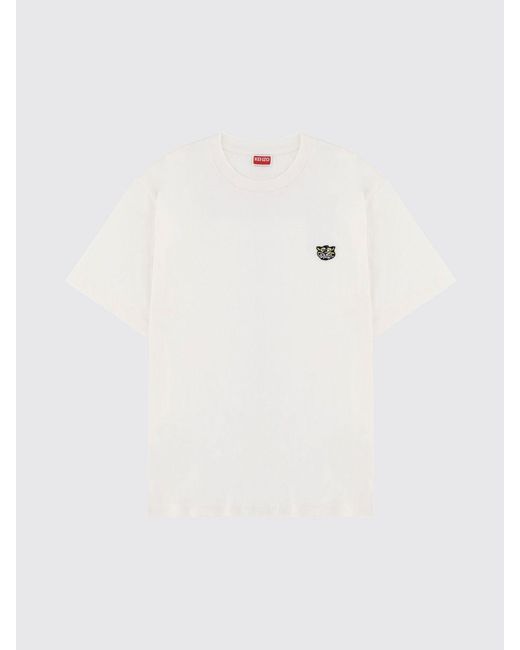 KENZO White Cotton T-Shirt With Tiger Logo for men