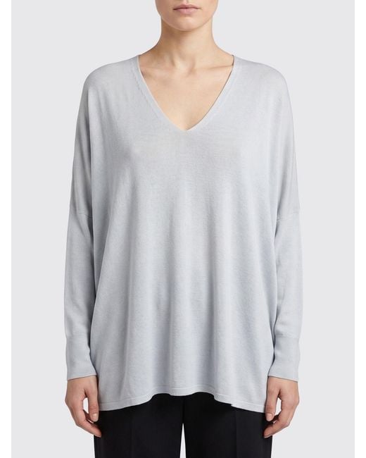 Avant Toi Gray Silk V-Neck Sweater