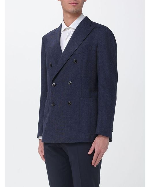 Boglioli Blue Double Breasted Virgin Wool Blazer for men