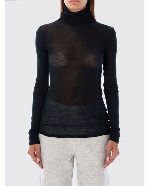 American Vintage Blue Slim Fit Sheer Cotton Turtleneck Jumper