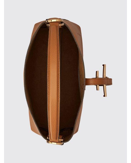 Tod's Brown Grained Calfskin Shoulder Bag