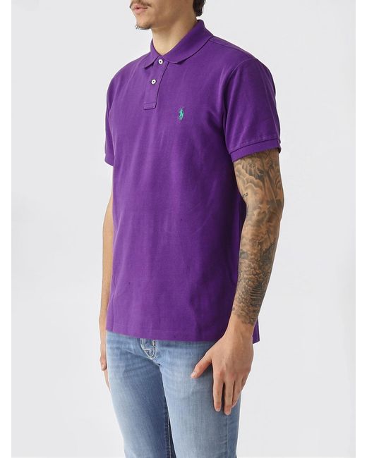 Polo Ralph Lauren Purple Pony Logo Cotton Polo Shirt for men